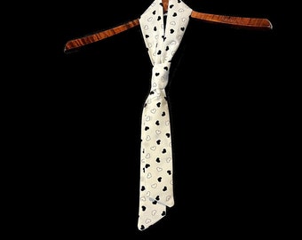 Valentines Day Skinny Necktie Hearts Skinny Tie Black and White Valentine's Day Tie Valentines Day Gift Skinny Tie for Women Heart Bow Tie