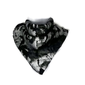 Silver Bandana Black and Silver Bandanna Lace Bandana Black and Silver Neckerchief Headscarves Black Goth Bandana Silver Scarves Silver