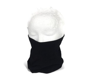 3-Layer 100% Cotton Neck Gaiter Jersey Knit Face Mask Lightweight Drawstring Black Cotton Mask Turtleneck CUSTOM SIZE Polypropylene Filter
