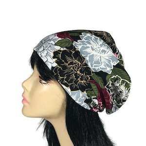 Lightweight Floral Slouch Hat Custom Size Floral Slouchy Beanie Lycra Slouchy Beanie Spring Beanie Women Floral Hat for Hair Loss Chemo Hat