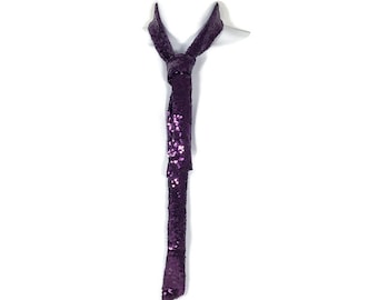 Cravatta con paillettes, cravatta sottile, cravatta sottile con paillettes viola, cravatta viola, cravatta con paillettes da donna, cravatta con paillettes, cravatta con paillettes, cravatta con borsetta con paillettes, fasce con paillettes, cravatte