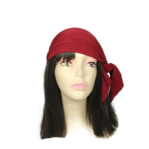 Red Lycra Headscarf 70's Scarves Retro Scarves Lycra Headscarves Red Neck Scarf Red Bandanna Athletic Headgear Fitness Headgear Headscarf