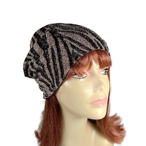 Leopard Print Hat Leopard Print Glitter Slouchy Hat Slouchy Beanie Animal Print Chemo Cap for Hair Loss Elegant Slouchy Hat Woman&#39;s Beanie