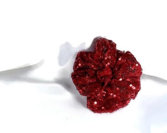 Red Sequin Flower Pin Red Flower Brooch Red Flower Pin Sequin Brooches Sequin Pins Red Sequin Barrettes Large Flower Pin Handbag Sparkly Pin