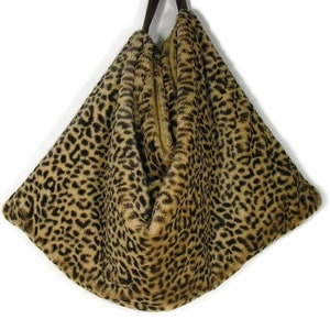 Leopard Faux Fur Hobo Bag Leopard Print Faux Fur Shoulder Bag Leopard Faux Fur Shoulder Bag EXTRA LARGE Leopard Shoulder Bag Fur Handbag image 4