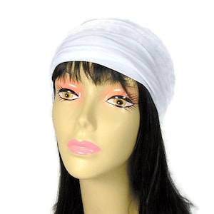 Stay in Place White Lycra Head Wrap Boho Wide Head Wrap White Boho Turban Head Wrap Athletic Headband Swim Head Wrap White Yoga Head Wrap