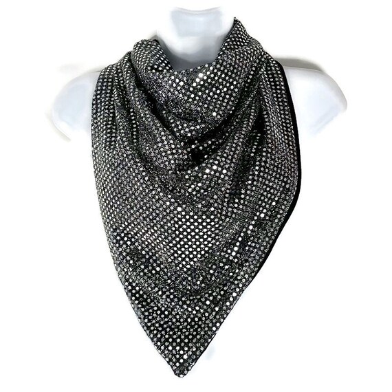 Extra Large Sparkly Silver Bandana Silver Sequin Bandana