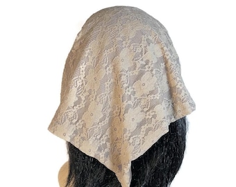 Lace Bandana Taupe Bandana Taupe Kerchief Lace Accessories Bandannas Womens Bandanas Lace Scarves Taupe Scarves Lace Scarves Handbag Ties