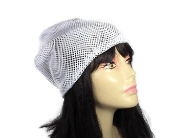 Weißer Netz Slouch Beanie Mesh Slouch Hut Sommer Slouch Hut Sommer Beanie Weißer Netz Slouch Hut Kochmütze Leichter weißer Hut CUSTOM SIZE