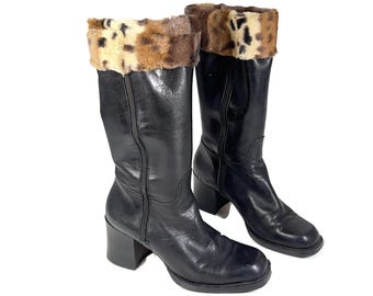 Faux Fur Boot Cuffs Adjustable Warm Boot Cuffs Custom Sizes Faux Fur Leg Warmers Brown Faux Fur Animal Print Boot Cuffs