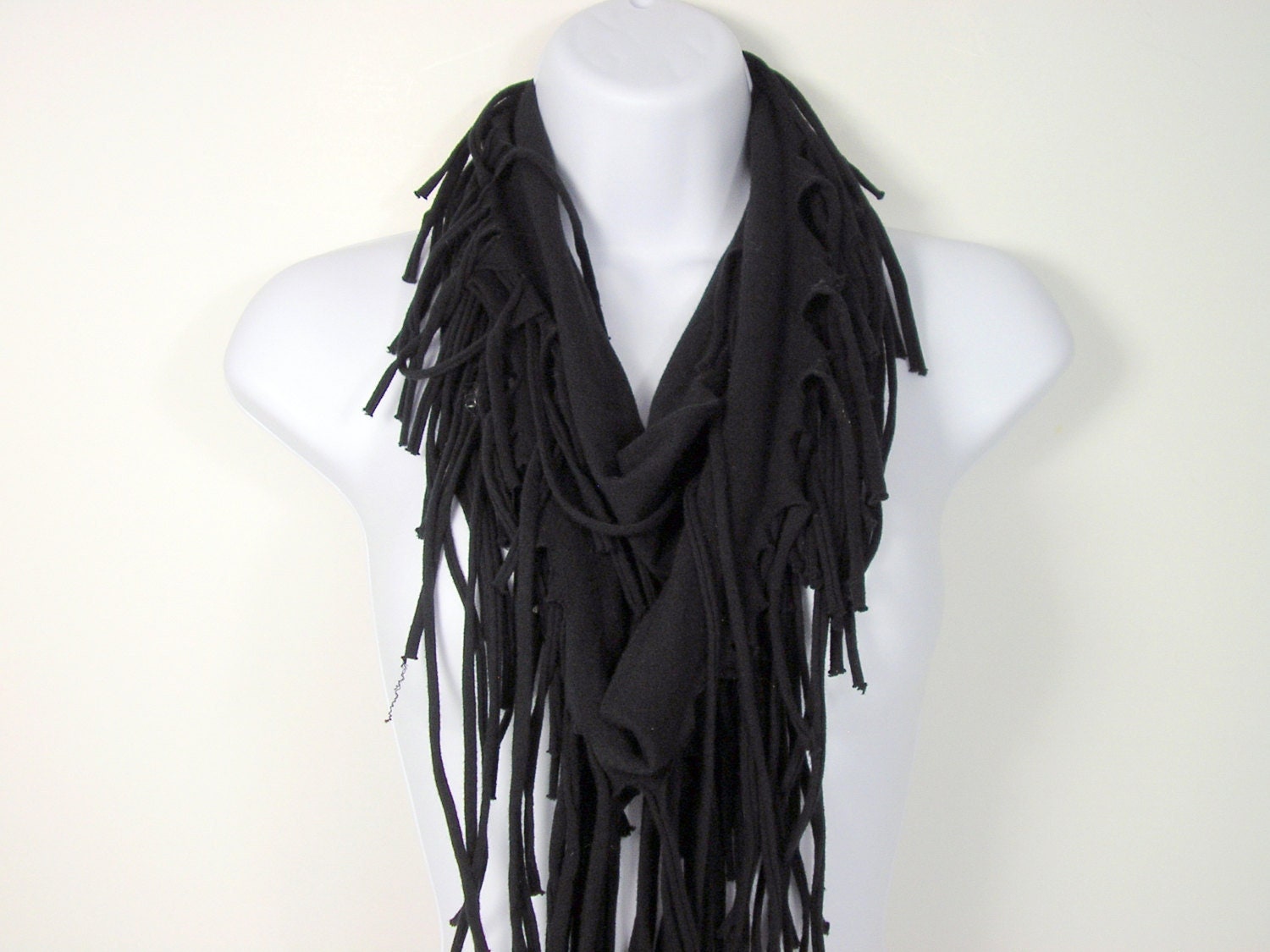 Black Fringe Scarves Cotton Fringed Infinity Scarves Western Etsy