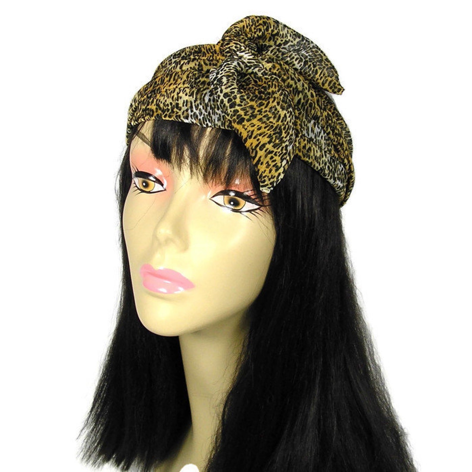 Leopard Print Head Scarf Chiffon Head Scarf Leopard Hair Etsy