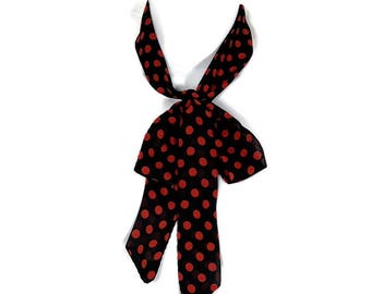 Skinny Tie Black and Red Polka Dot Skinny Tie Red Necktie Poly Chiffon Tie Women Narrow Neckties Summer Neckties Pussy Bow Red Polka Dot Tie
