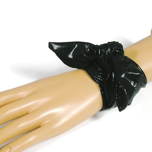 Unisex Black Faux Leather Vegan Wrap Bracele Goth Bracelet Wrap Black Ankle Wrap Black Head Scarves Rocker Cuff Bracelet Mens Wrap Cuff
