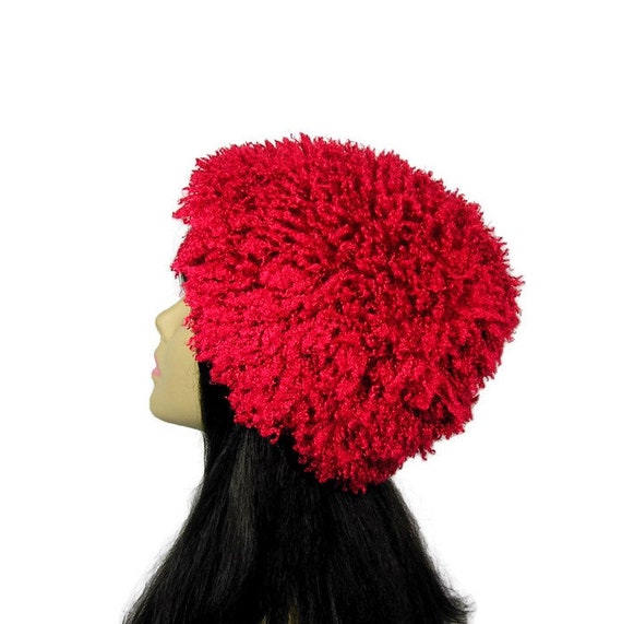 Slouchy Beanie with Faux Fur Pompom Winter Ski Cap oaesc Women main image 3