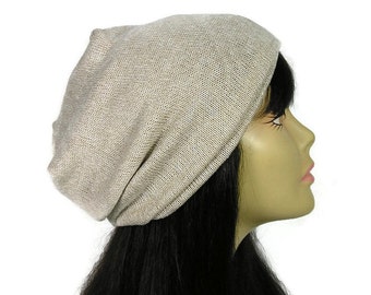 Beige Lightweight Slouchy Beanie Reversible Lined Unisex Slouch Hat Beige Knit Unisex Slouchy Beanie Mens Slouch Hats Womens Slouch Hats