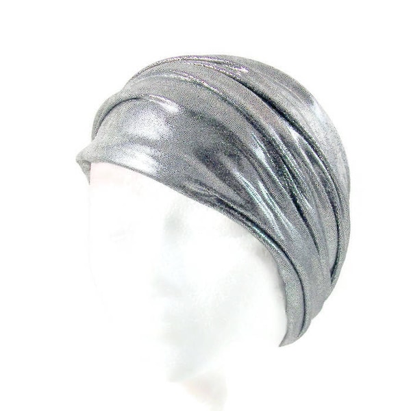 Custom Size Headwrap Silver Head Wrap Silver Turban Metallic Head Wrap Flapper Headband 20's Headband Silver Lycra Head Wrap Gatsby Headband