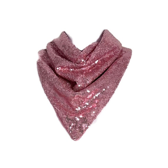 Pink Sequin Bandana Sequin Scarves Pink Scarves Pink Sequin  display picture 1