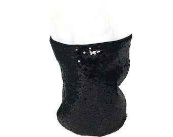 Black Sequin Neck Gaiter Sequin Skiwear Sequin Masks Lined Neck Gaiter Black Neck Gaiter Sequin Ski Accessories High Fashion Skiwear Black