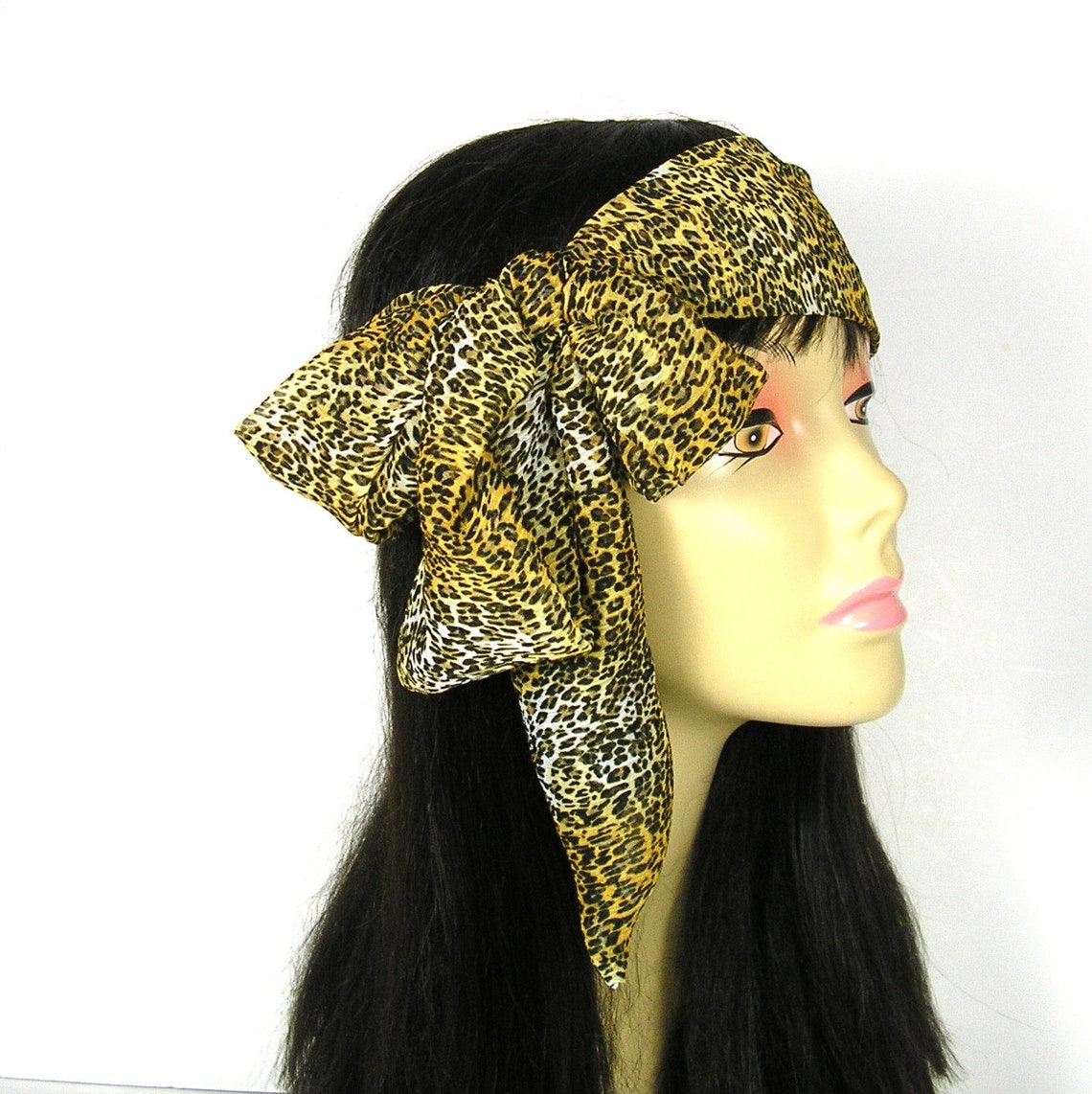 Leopard Print Head Scarf Chiffon Head Scarf Leopard Hair Etsy
