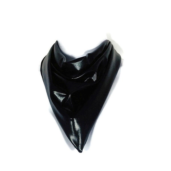 Black Bandana Pleather Bandana Black Faux Leather Bandana Neckerchief Goth Bandanna Goth Neckerchief Scarves Black Faux Leather Scarves