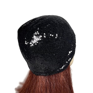 Sequin Beanie Black Sequin Cloche Black Sequin Skullcap Sequin Toque Sequin Hat for Hair Loss Glam Sequin Hat 20's Hat Sequin Accessories