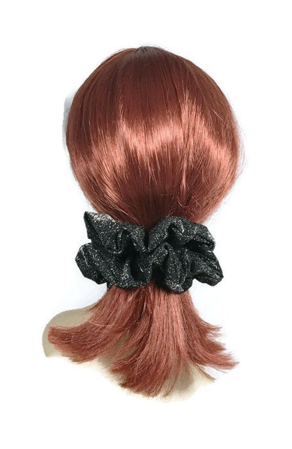 Leopard Print Scrunchies Black and Tan Hair Ties Messy Bun Handmade Scrunchie