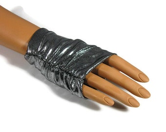 Goth Silver Fingerless Glove Steampunk Fingerless Glove All Seasons Short Glove Goth Glove Goth Fingerless Glove