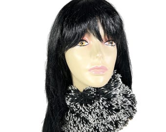 Faux Fur Ski Gaiter Faux Fur Skiwear Neckwear Black and White Neck Gaiter Fur Cowl Black Neck Gaiter Faux Fur Winter Scarves Warm Scarves