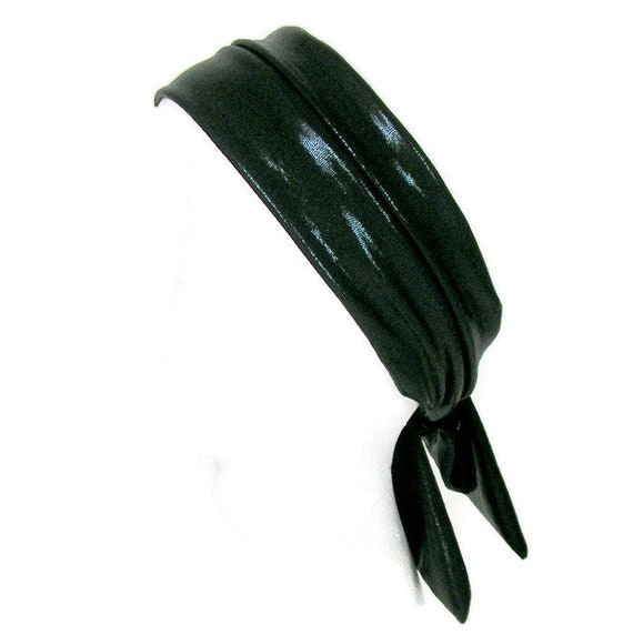 Edgy Faux Leather Bandanna Black Headscarves Leather Look Etsy