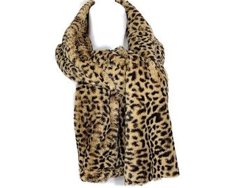 Leopard Faux Fur Scarves Cheetah Faux Fur Scarves Long Fur Scarves Animal Print Scarves Leopard Print Scarves Faux Fur Long Leopard Scarves
