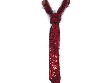 Sequin Necktie Burgundy Necktie Burgundy Sequin Necktie Glam Ties for Women Zoom Accessories Sequin Scarves Sequin Ties Women's Neckties