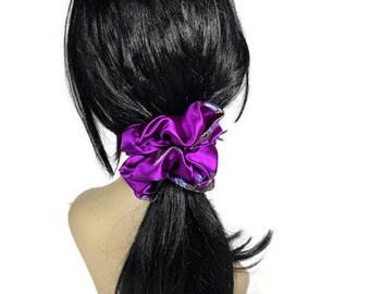 中国風ブロケードシュシュ 特大中国風ヘアシュシュ パープルブロケードヘアシュシュ オリエンタルブロケードシュシュ ヘアタイ ポニーテールタイ