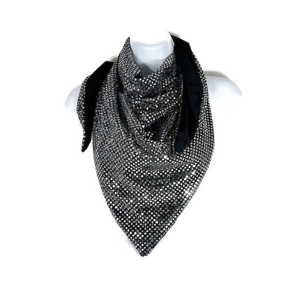 Silver sequin scarf deals