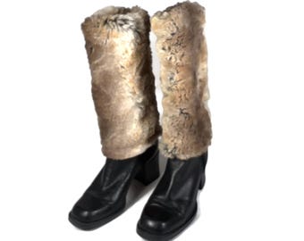 Faux Fur Boot Cuffs Leg Warmers Soft Warm Boot Cuffs Faux Fur Beige Yellow Brown Faux Fur Adjustable Custom Sizes