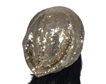 Vintage Gold Sequins Slouchy Hat Amazing 1970s Paillettes Made in Italy Sequin Gold 70s  main image 4