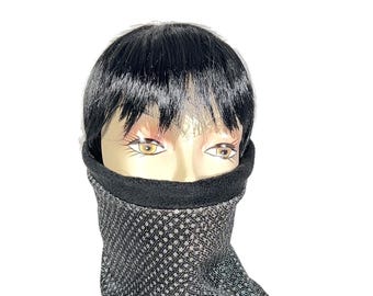 Ski Neck Gaiter Silver Faux Sequin Dot Neck Gaiter Skiwear Fleece Lined Neck Gaiter Skiing Accessories Neck Warmer New Design