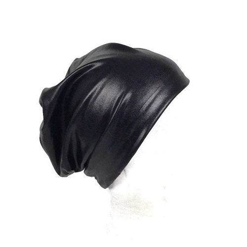 Black Faux Leather Hat Faux Leather 
