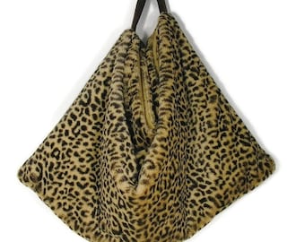 Leopard Faux Fur Hobo Bag Leopard Print Faux Fur Shoulder Bag Leopard Faux Fur Shoulder Bag EXTRA LARGE Leopard Shoulder Bag Fur Handbag