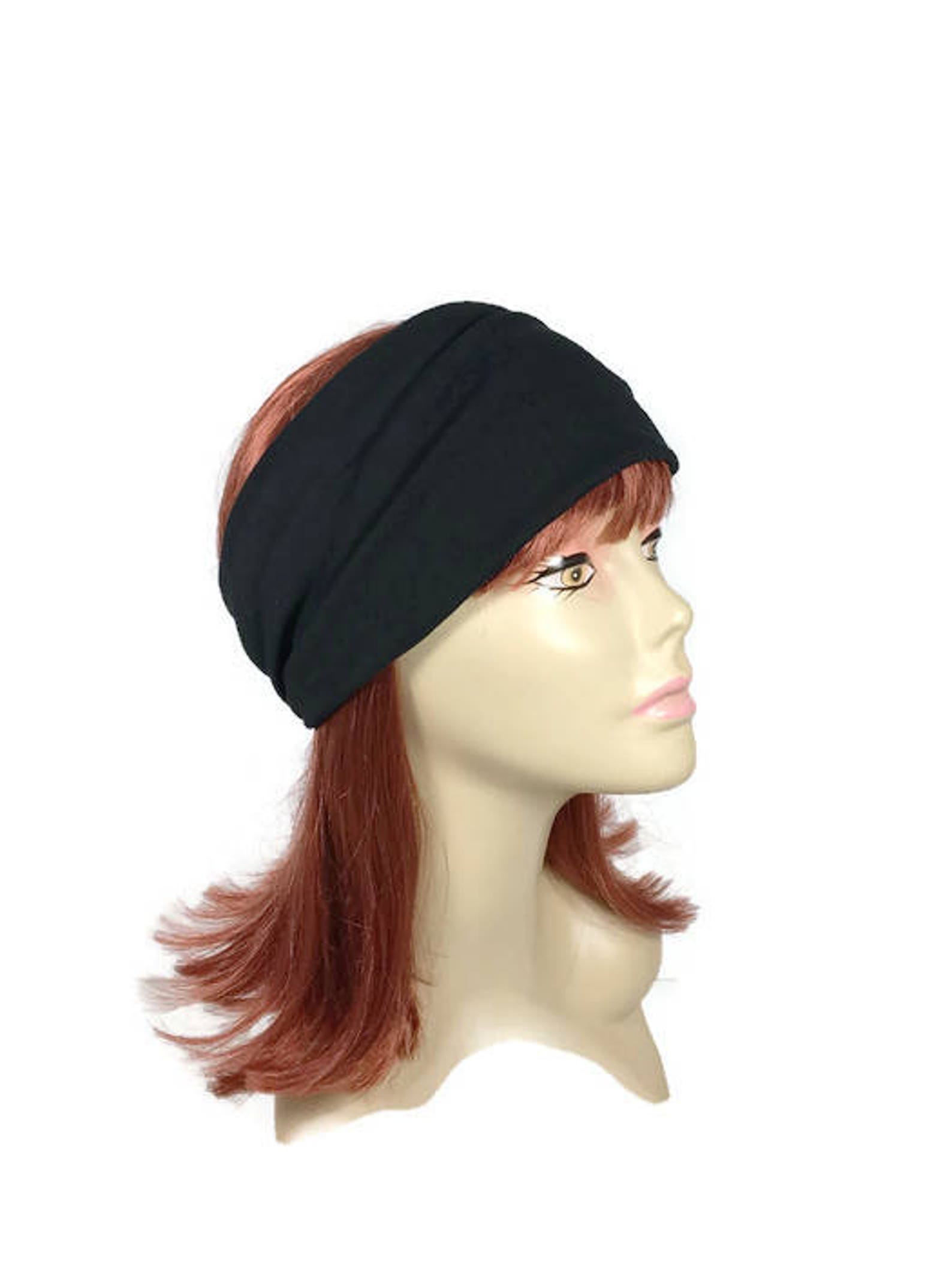 100 Cotton Jersey Head Wrap Wide Black Cotton Yoga Headband Etsy