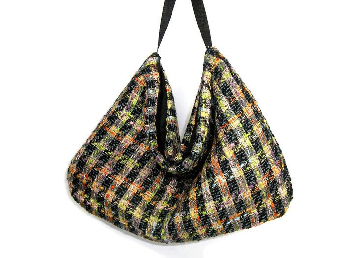 Wool Plaid Hobo Bag Tweed Hobo Bag Plaid Hobo Shoulder Bag | Etsy