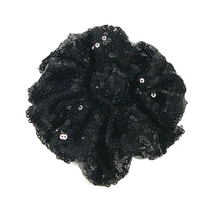 Black Sequin Flower Pin Sequin Brooch Dress Pin Black Sequin Custom Size Sequin Flower Pin Sequin Hair Accessory Glam Flower Accessories