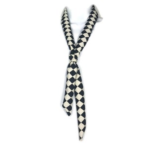 Black and White Skinny Ties Women&#39;s Skinny Ties Poly Silk Skinny Scarf Skinny Scarves Black and White Scarves Long Skinny Scarves Skinny Tie