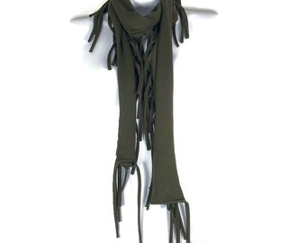 Army Green Fringe Scarves Green Fringe Scarf Camouflage Green Scarves Camo Green Scarves Boho Fringe Scarves Skinny Scarves  Jersey Scarves