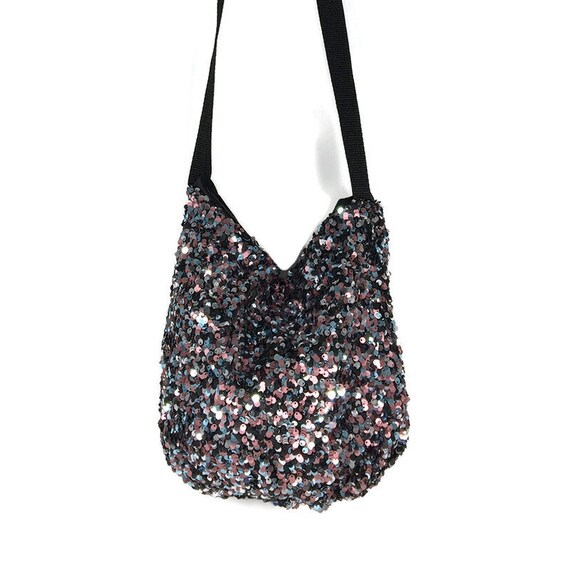 Sequin Handbag Mini Sequin Hobo Bag Pink Gray Black Blue