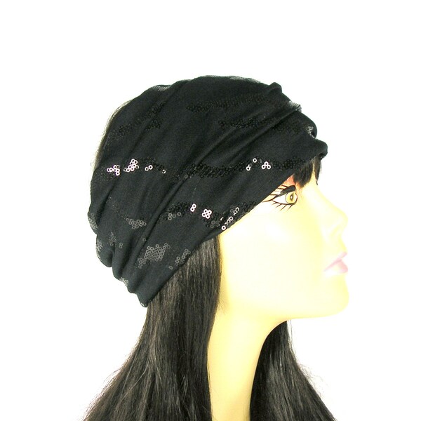 Black Sequin Head Wrap Black Sequin Headband Sequined Head Wraps Black Sequin Hair Wrap Womans Head Wrap Boho Head Wrap Bling Head Wrap