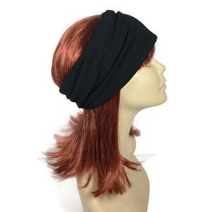 100 % Cotton Jersey Head Wrap Wide Black Cotton Yoga Headband Mens Bandanna Womens Head Wrap Fitness Headband Boho Head Wraps Custom Sizes image 7