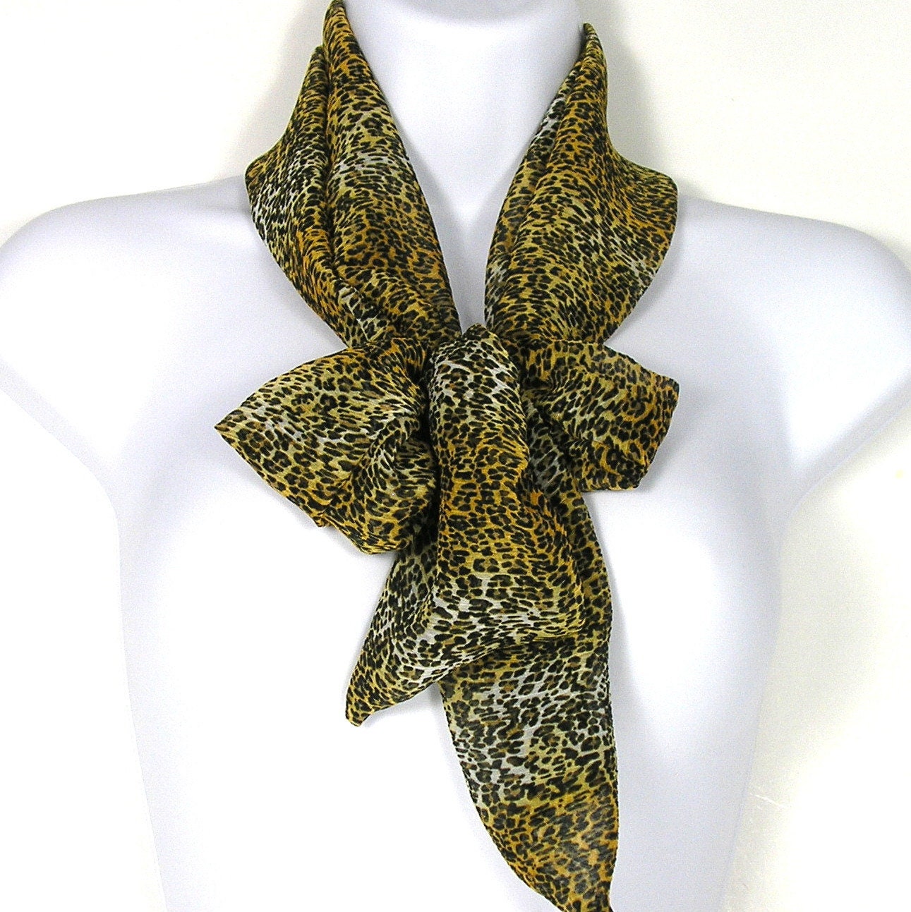 Leopard Print Head Scarf Chiffon Head Scarf Leopard Hair Etsy