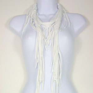 White Fringe Skinny Scarf White Skinny Scarves Fringe Scarves White Fringe Scarves White Cotton Scarf Cotton Fringe Scarf Fringe Necklace