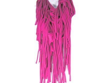 Hot Pink Cotton Scarves Pink Fringe Infinity Scarf Summer Scarves Fringe Scarves Lightweight Cotton Scarves Hot Pink Scarf Cool Pink Scarf